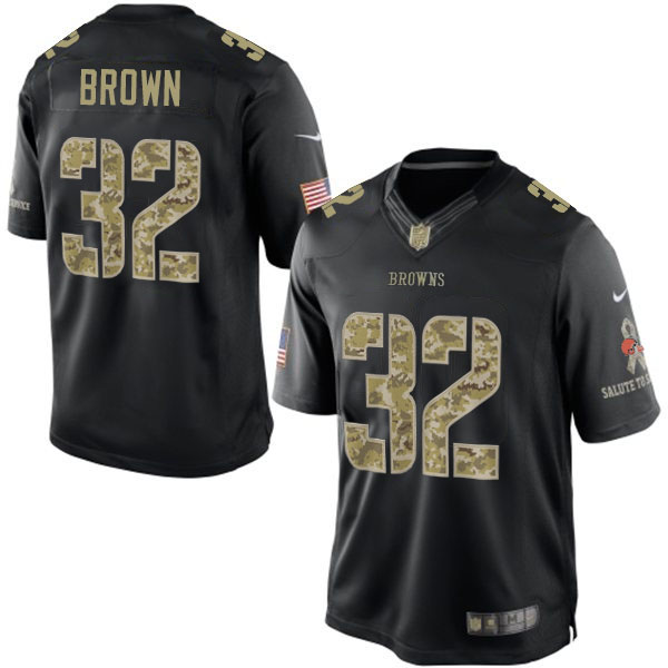 Mens Cleveland Browns #32 Jim Brown Nike Black Salute To Service Jersey