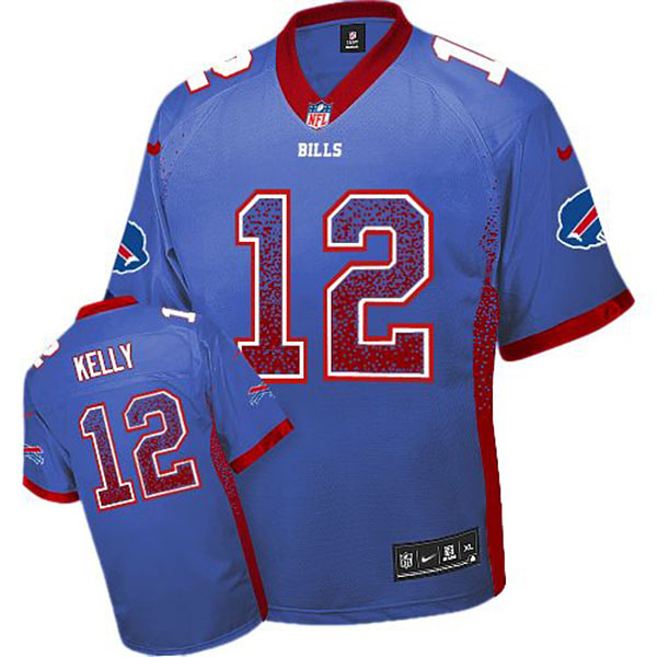 Mens Buffalo Bills #12 Jim Kelly Nike Royal Blue Drift Fashion Jersey