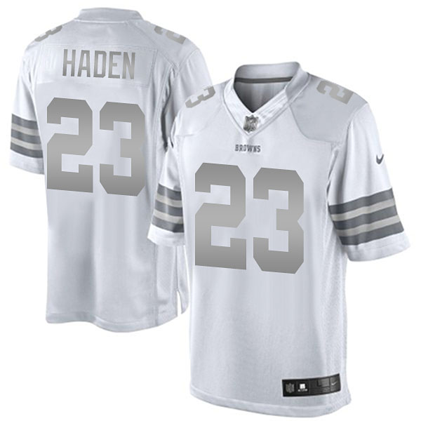 Men's Cleveland Browns #23 Joe Haden Nike White Platinum Limited Jersey