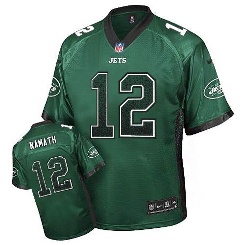 Mens New York Jets #12 Joe Namath Nike Green Drift Fashion Jersey