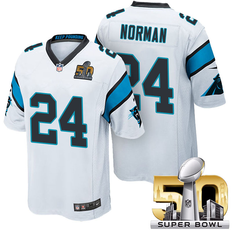 NFC Champions Carolina Panthers #24 Josh Norman White 2016 Super Bowl 50 Limited Jersey