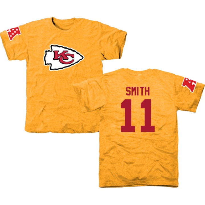 Kansas City Chiefs #11 Alex Smith Gold Name & Number Tri-Blend T-shirt