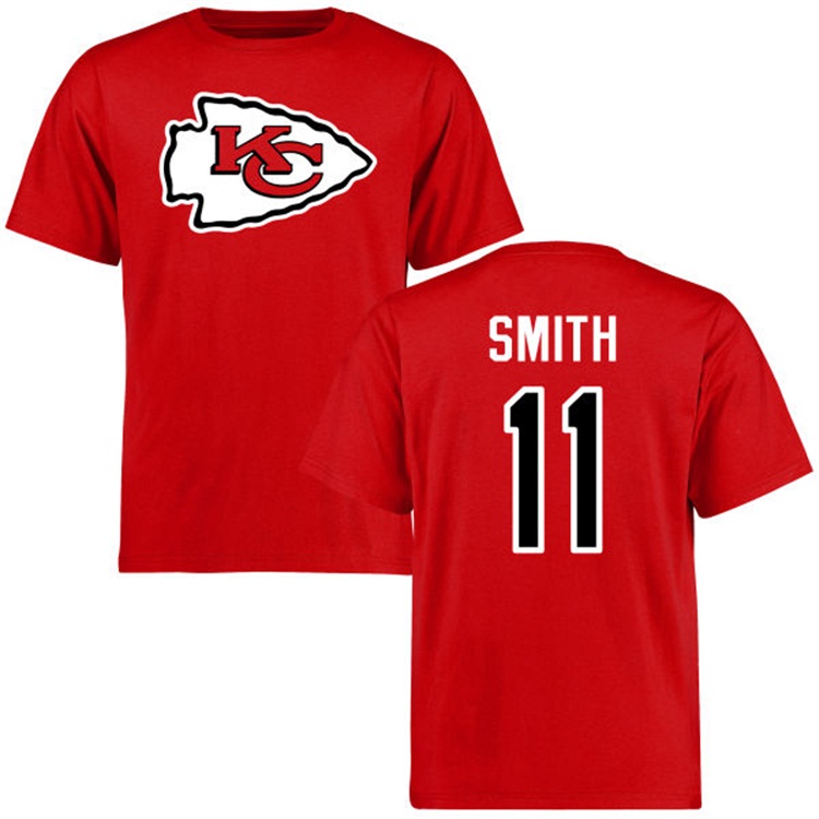 Kansas City Chiefs #11 Alex Smith Name & Number Red Logo T-shirt