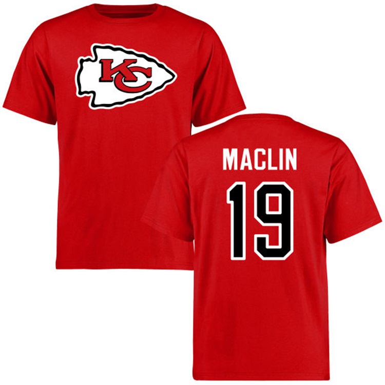 Kansas City Chiefs #19 Jeremy Maclin Name & Number Red Logo T-shirt