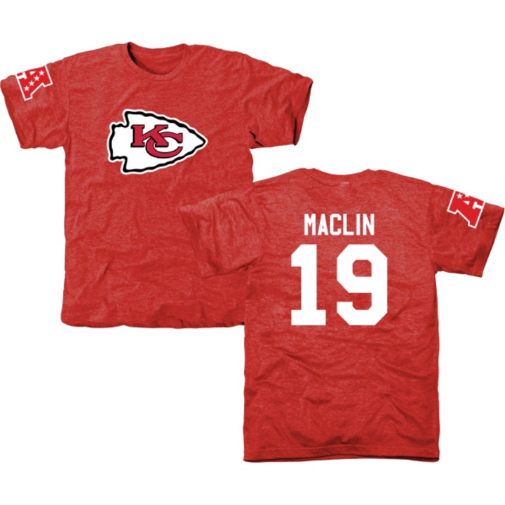 Kansas City Chiefs #19 Jeremy Maclin Red Name & Number Tri-Blend T-shirt