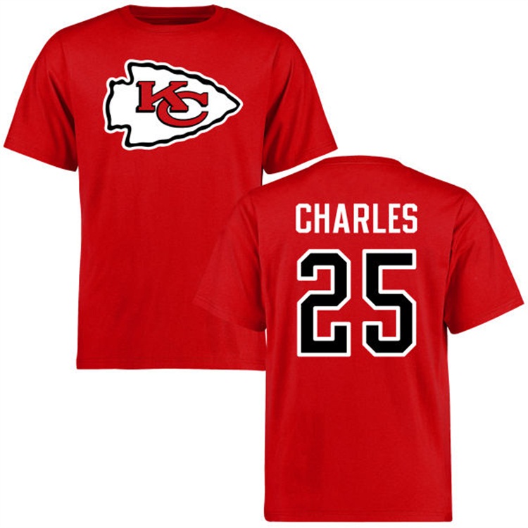 Kansas City Chiefs #25 Jamaal Charles Name & Number Red Logo T-shirt