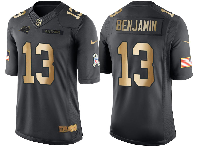 Panthers #13 Kelvin Benjamin Anthracite 2016 Christmas Gold Salute to Service Jersey