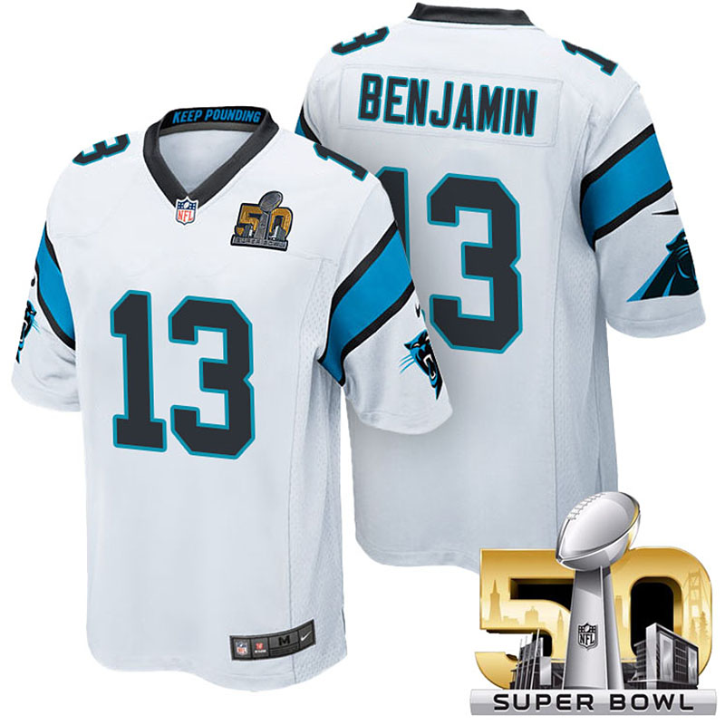 NFC Champions Carolina Panthers #13 Kelvin Benjamin White 2016 Super Bowl 50 Limited Jersey