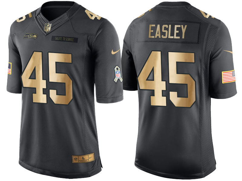 Seahawks #45 Kenny Easley Anthracite Gold Special Edition Salute to Service Jersey