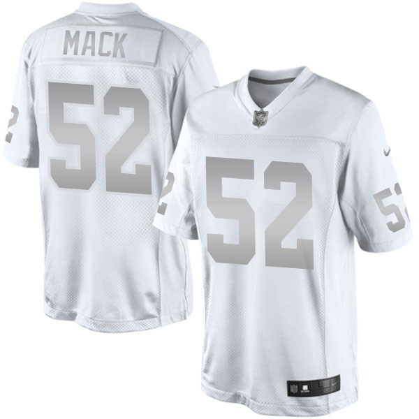 Men's Oakland Raiders #52 Khalil Mack White Platinum Limited Jersey