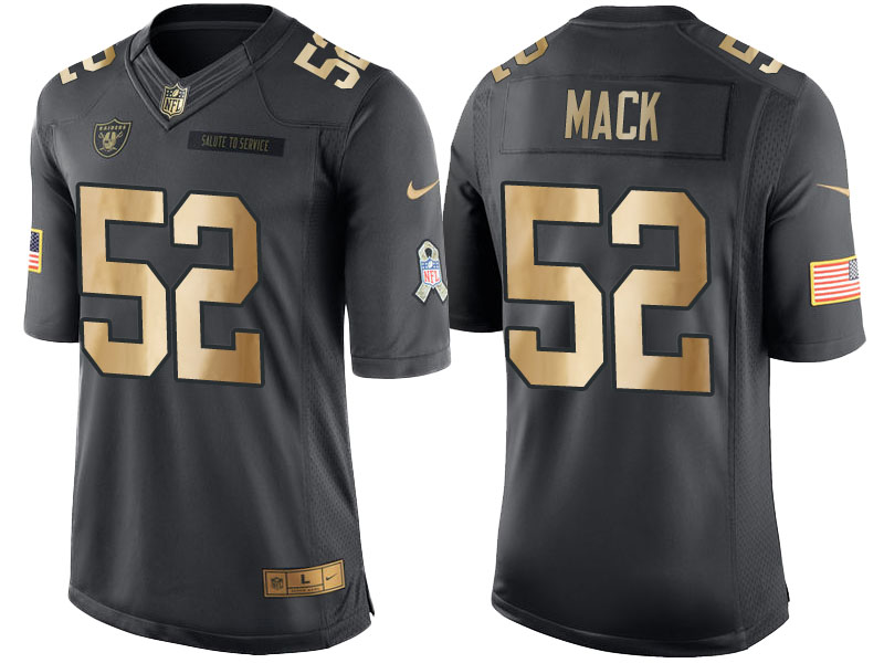 Raiders #52 Khalil Mack Anthracite 2016 Christmas Gold Salute to Service Jersey