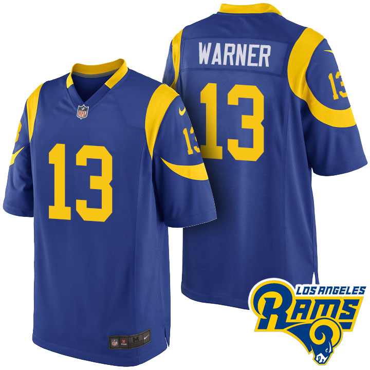 Los Angeles Rams #13 Kurt Warner Blue Throwback Game Jersey