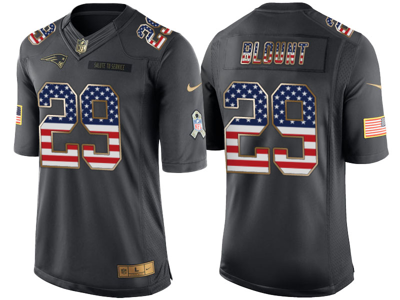 New England Patriots #29 LeGarrette Blount Anthracite Salute to Service USA Flag Fashion Jersey