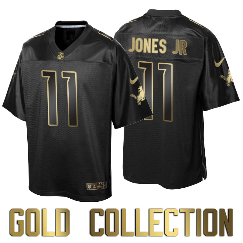 Detroit Lions #11 Marvin Jones Jr Gold Collection Black Jersey