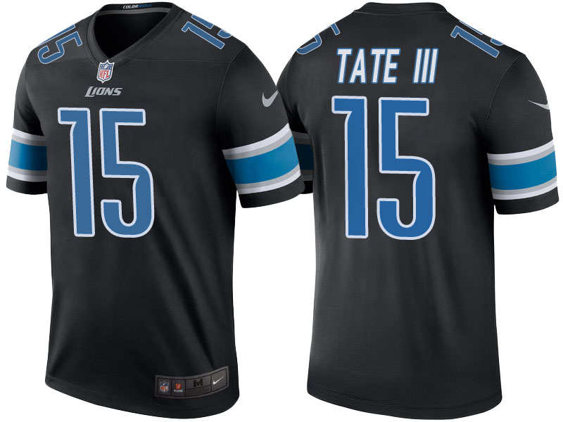 Detroit Lions #15 Golden Tate III Black Color Rush Legend Jersey