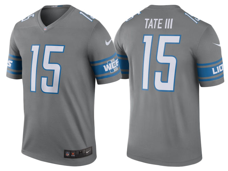 2017 New Detroit Lions #15 Golden Tate Steel Color Rush Legend Jersey