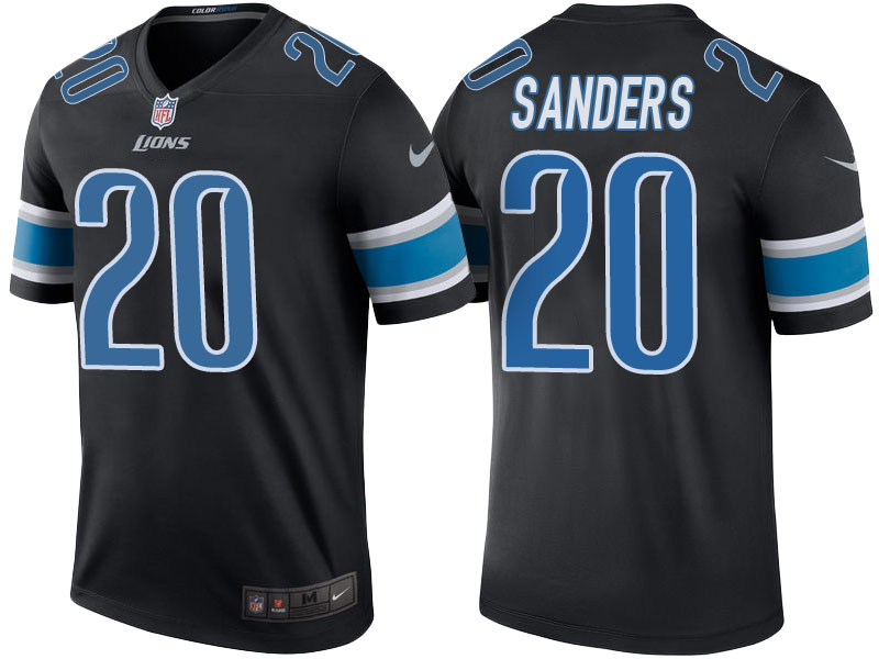 Detroit Lions #20 Barry Sanders Black Color Rush Legend Jersey