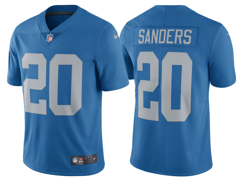 2017 Detroit Lions #20 Barry Sanders Blue Throwback Retired Player Limited Jersey