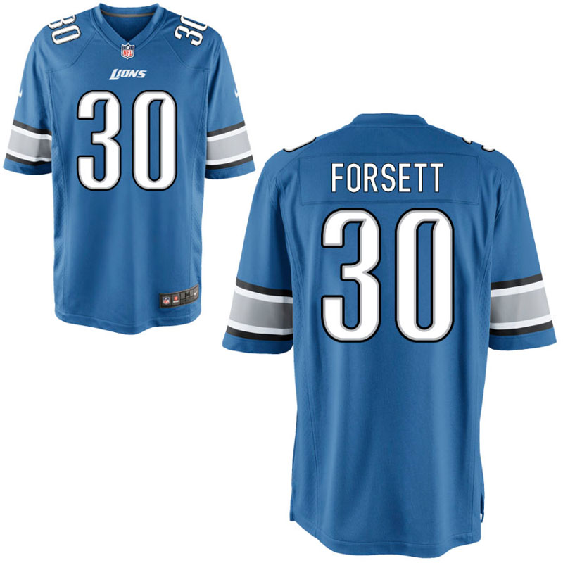 Detroit Lions #30 Justin Forsett Blue Game Jersey