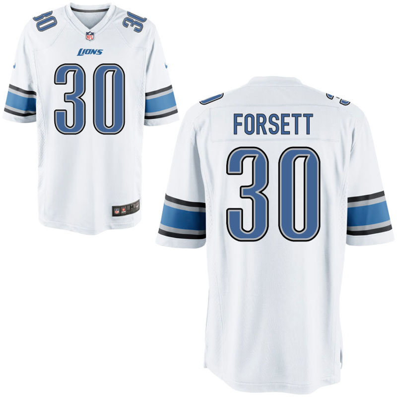 Detroit Lions #30 Justin Forsett White Game Jersey