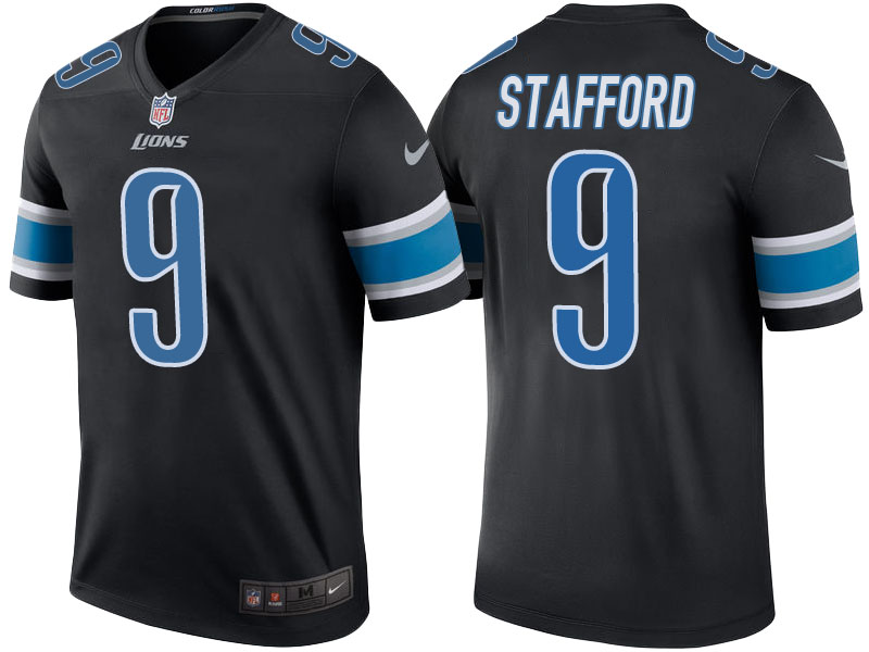 Detroit Lions #9 Matthew Stafford Black Color Rush Legend Jersey