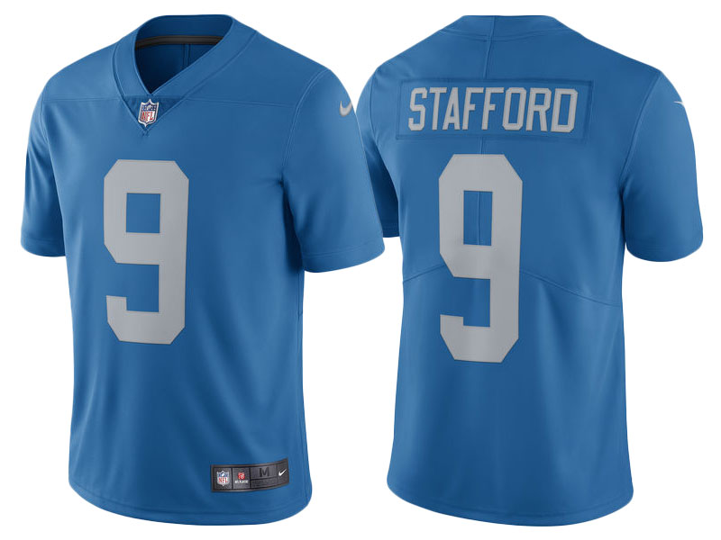 2017 Detroit Lions #9 Matthew Stafford Blue Throwback Limited Jersey