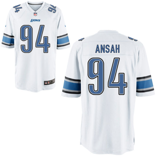 Detroit Lions #94 Ezekiel Ansah White Game Jersey