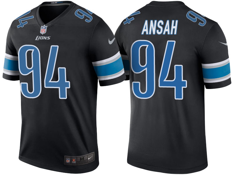 Detroit Lions #94 Ziggy Ansah Black Color Rush Legend Jersey