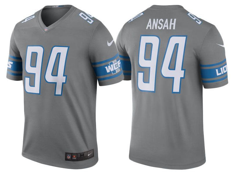 2017 New Detroit Lions #94 Ziggy Ansah Steel Color Rush Legend Jersey