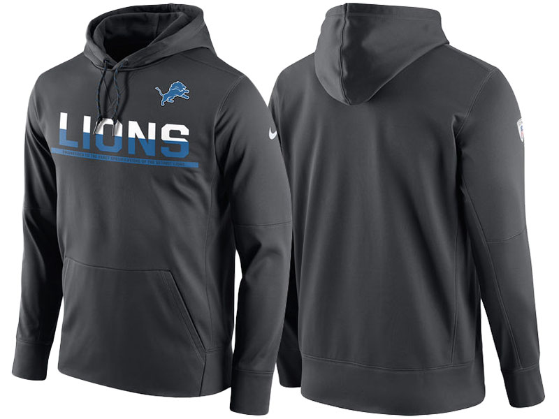 Detroit Lions Anthracite Circuit Thermafit Sideline Warm Pullover Performance Hoodie