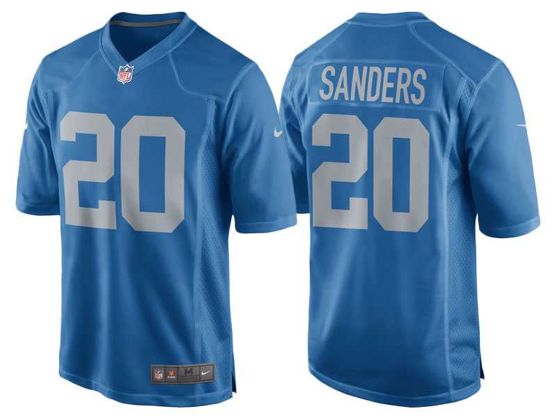 2017 Detroit Lions #20 Barry Sanders Blue Throwback Retired Player Game New Jersey