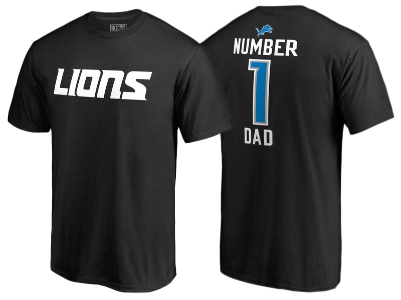 Men's Detroit Lions Black Father's Day Number 1 Dad T-Shirt