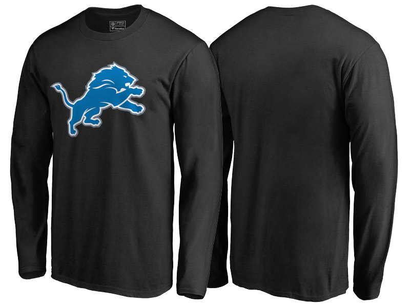 Detroit Lions Black Primary Logo Long Sleeve T-Shirt