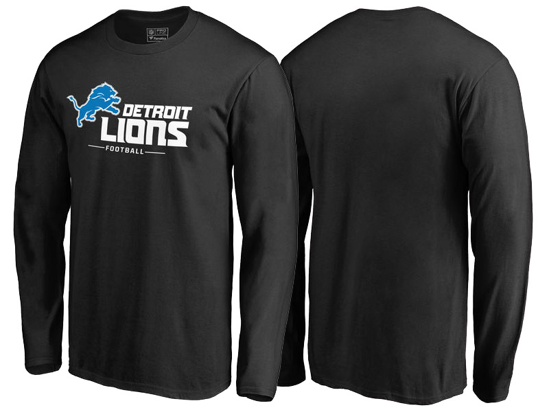 Detroit Lions Black Team Lockup Long Sleeve T-Shirt