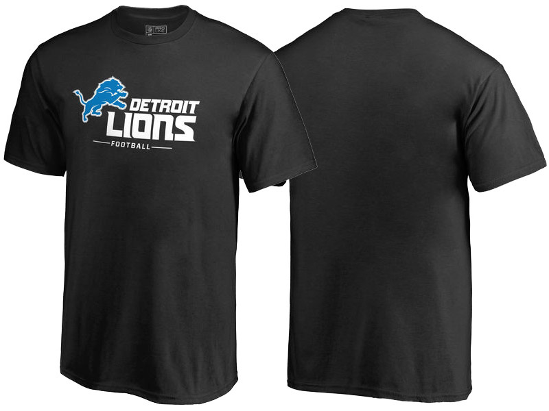 Detroit Lions Black Team Lockup T-Shirt