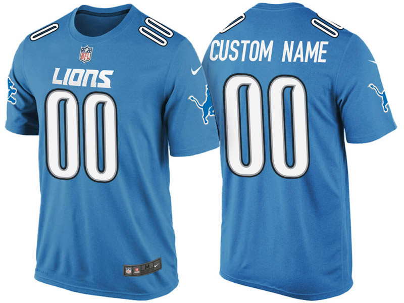 Detroit Lions Custom Light Blue Name & Number T-Shirt