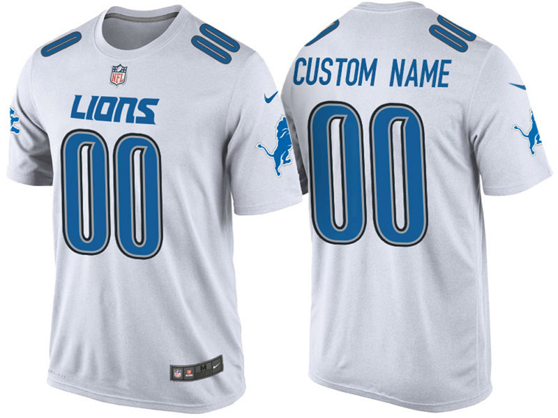 Detroit Lions Custom White Name & Number T-Shirt