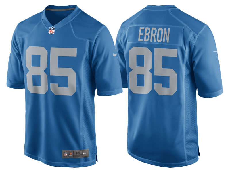 2017 Detroit Lions #85 Eric Ebron Blue Throwback Game New Jersey