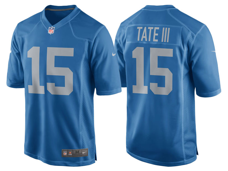 2017 Detroit Lions #15 Golden Tate Blue Throwback Game New Jersey