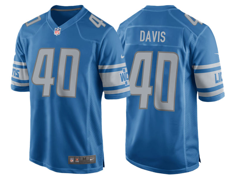 Detroit Lions Jarrad Davis Blue 2017 Draft Pick Game Jersey