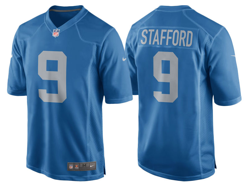 2017 Detroit Lions #9 Matthew Stafford Blue Throwback Game New Jersey