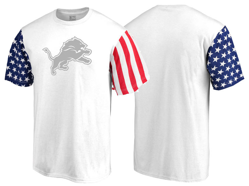 Detroit Lions White Independence Day Stars & Stripes T-Shirt