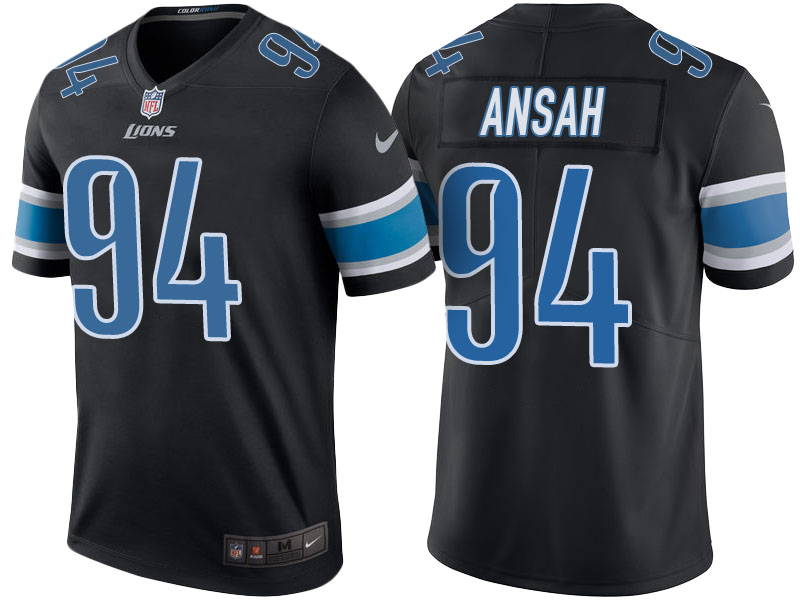 Detroit Lions #94 Ziggy Ansah Black Color Rush Limited Jersey