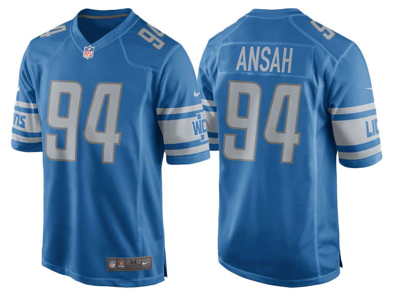 2017 Detroit Lions #94 Ziggy Ansah Blue Game New Jersey