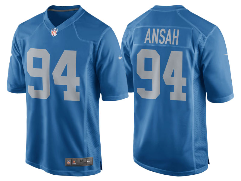 2017 Detroit Lions #94 Ziggy Ansah Blue Throwback Game New Jersey