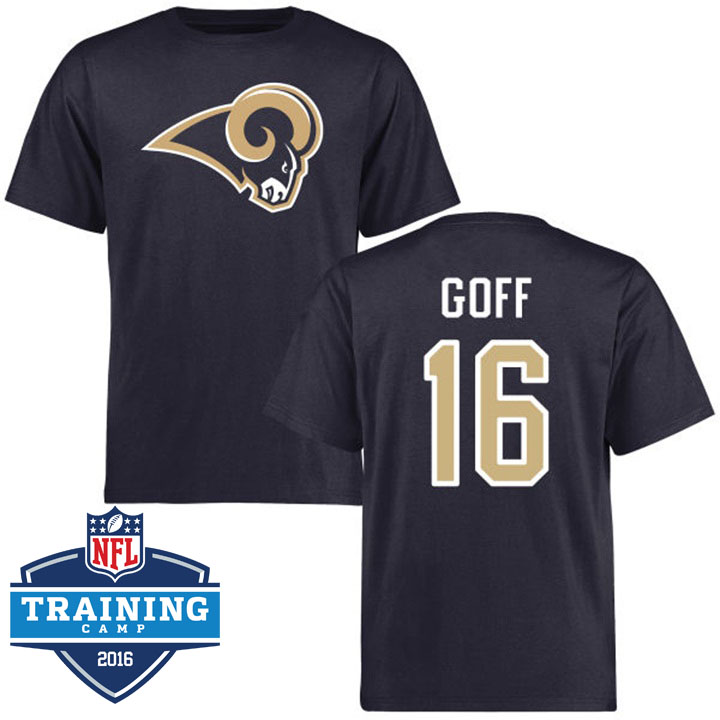 Los Angeles Rams #16 Jared Goff Navy Logo Name & Number T-shirt