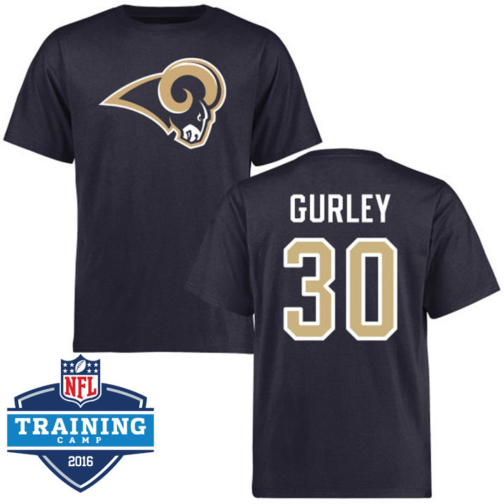 Los Angeles Rams #30 Todd Gurley II Navy Logo Name & Number T-shirt