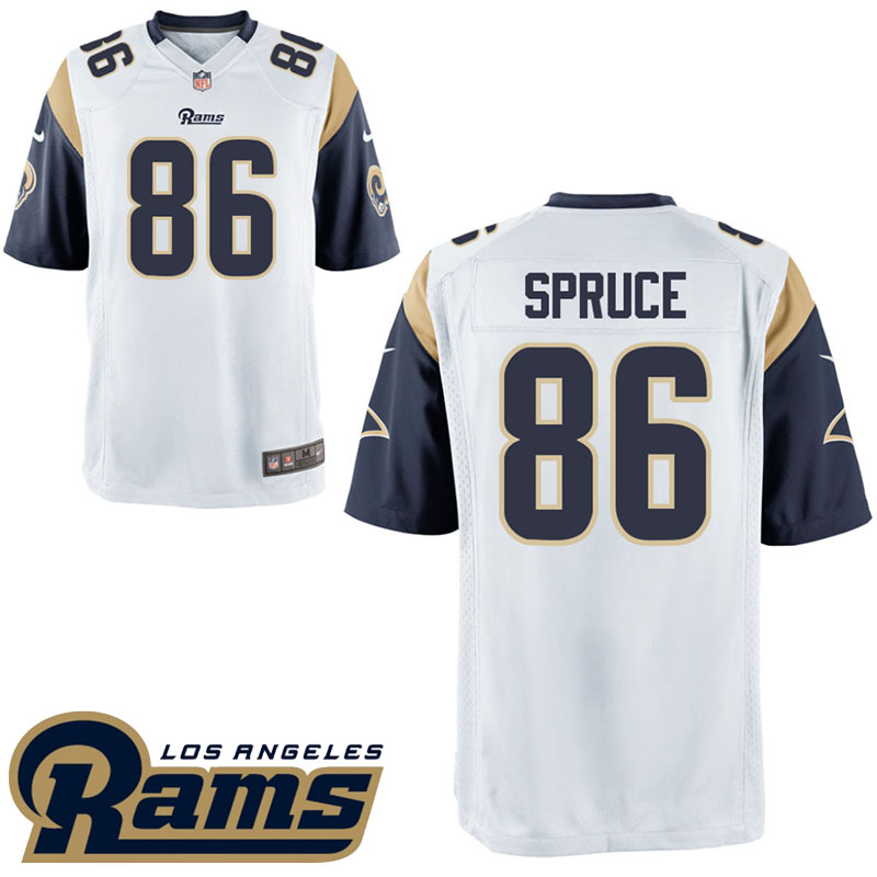 Los Angeles Rams #86 Nelson Spruce White Throwback First Preseason Game Jersey