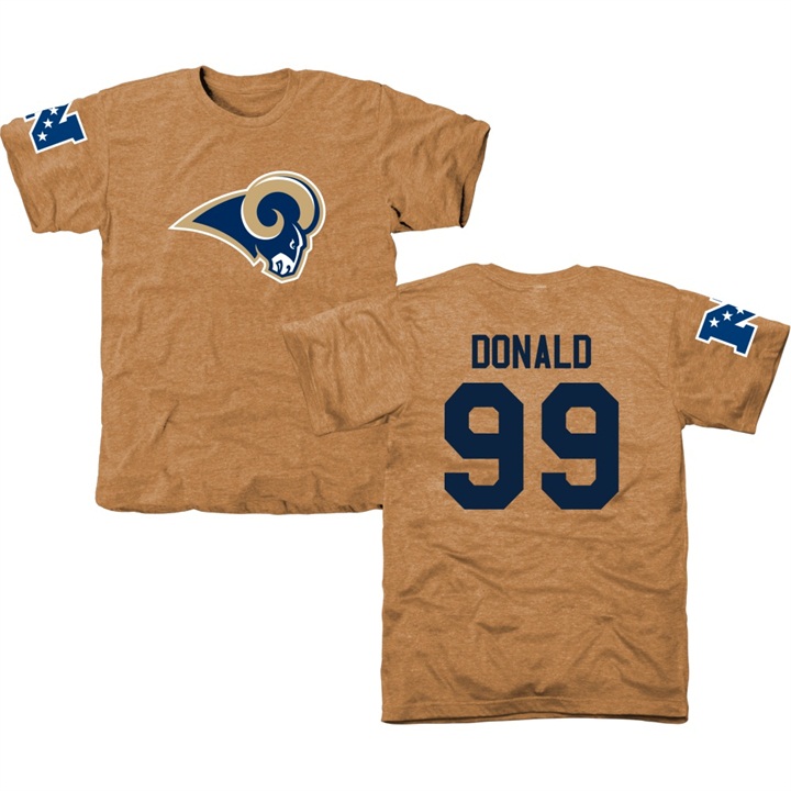 Los Angeles Rams #99 Aaron Donald Gold Name & Number Tri-Blend T-shirt