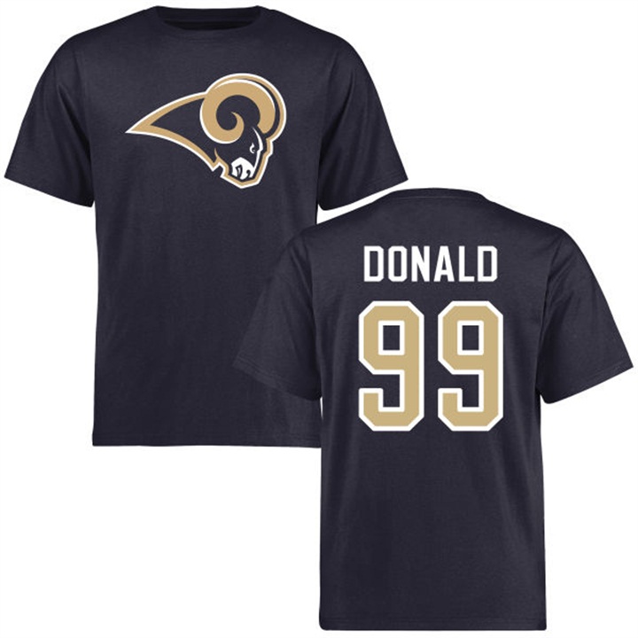 Los Angeles Rams #99 Aaron Donald Name & Number Navy Logo T-shirt